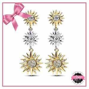 Sun & Moon Gold and Silver Sunburst Earrings